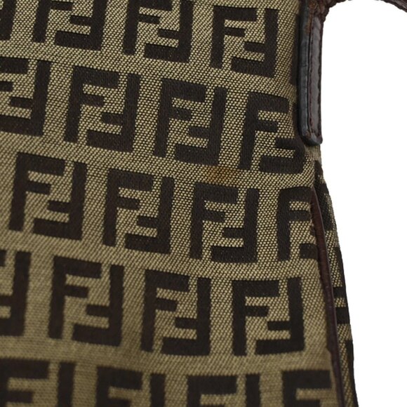 FENDI Logo Zucchino Shoulder Bag Canvas Leather Brown GHW Italy 35KA644 - Picture 9 of 16